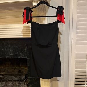 Milly made in USA new w/o tags Elegant Black Dress with Red Bows / Holliday